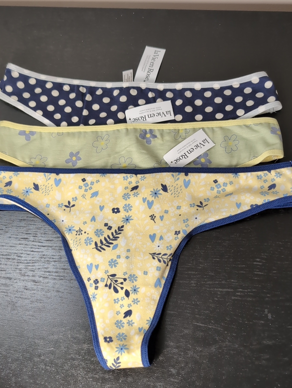 La Vie En Rose Cotton Panties 3 Set NEW Medium